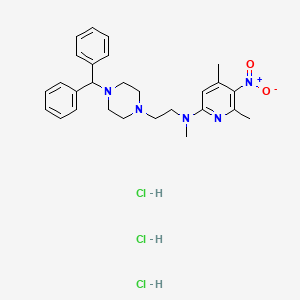 N-[2-(4-benzhydrylpiperazin-1-yl)ethyl]-N,4,6-trimethyl-5-nitropyridin-2-amine;trihydrochloride