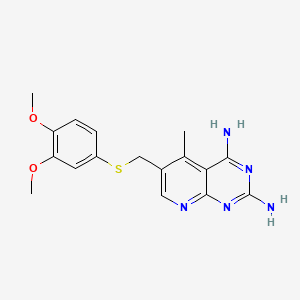 2,4-Diamino-5-methylpyrido(2,3-d)pyrimidine, 6-((3,4-dimethoxyphenylthio)methyl), 0.9 hydrate