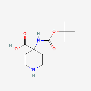 molecular formula C11H20N2O4 B1270001 4-((叔丁氧羰基)氨基)哌啶-4-羧酸 CAS No. 252720-31-3
