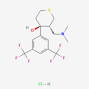 molecular formula C16H20ClF6NOS B12700134 2H-Thiopyran-4-ol, tetrahydro-4-(3,5-bis(trifluoromethyl)phenyl)-3-((dimethylamino)methyl)-, hydrochloride, trans-(+-)- CAS No. 119558-38-2