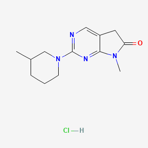 molecular formula C13H19ClN4O B12700145 6H-Pyrrolo(2,3-d)pyrimidin-6-one, 5,7-dihydro-7-methyl-2-(3-methyl-1-piperidinyl)-, monohydrochloride CAS No. 122113-15-9