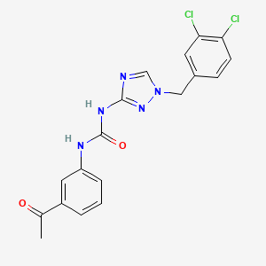 molecular formula C18H15Cl2N5O2 B1270018 1-(3-乙酰苯基)-3-(1-(3,4-二氯苄基)-1H-1,2,4-三唑-3-基)脲 CAS No. 708221-39-0