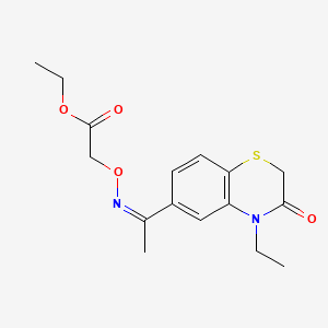 molecular formula C16H20N2O4S B12700181 Acetic acid, (((1-(4-ethyl-3,4-dihydro-3-oxo-2H-1,4-benzothiazin-6-yl)ethylidene)amino)oxy)-, ethyl ester CAS No. 91120-00-2