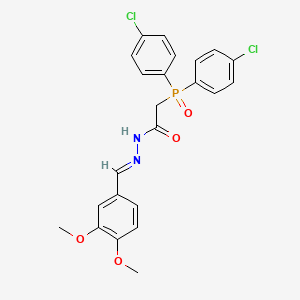 molecular formula C23H21Cl2N2O4P B12700212 Acetic acid, (bis(4-chlorophenyl)phosphinyl)-((3,4-dimethoxyphenyl)methylene)hydrazide CAS No. 135689-12-2