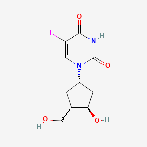 molecular formula C10H13IN2O4 B12700239 (-)-1-((1S,3R,4S)-3-Hydroxy-4-(hydroxymethyl)cyclopentyl)-5-iodo-1H,3H-pyrimidine-2,4-dione CAS No. 120963-45-3