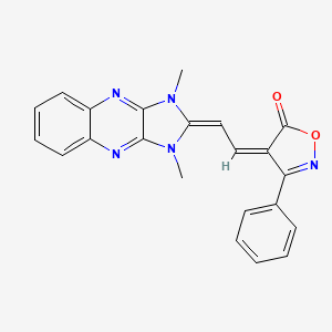 molecular formula C22H17N5O2 B12700272 5(4H)-Isoxazolone, 4-(2-(1,3-dihydro-1,3-dimethyl-2H-imidazo(4,5-b)quinoxalin-2-ylidene)ethylidene)-3-phenyl- CAS No. 65122-12-5