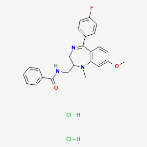 Benzamide, N-((5-(4-fluorophenyl)-8-methoxy-1-methyl-2,3-dihydro-1H-1,4-benzodiazepin-2-yl)methyl)-, dihydrochloride