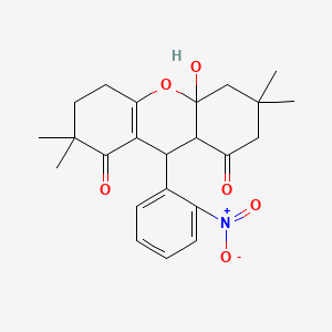 molecular formula C23H27NO6 B12700300 1H-Xanthene-1,8(2H)-dione, 3,4,4a,5,6,7,9,9a-octahydro-4a-hydroxy-9-(2-nitrophenyl)-3,3,7,7-tetramethyl- CAS No. 102585-10-4