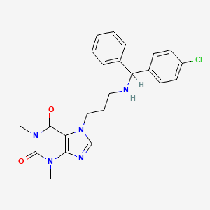 1H-Purine-2,6-dione, 3,7-dihydro-7-(3-(((4-chlorophenyl)phenylmethyl)amino)propyl)-1,3-dimethyl-, (+-)-