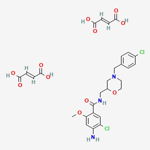 molecular formula C28H31Cl2N3O11 B12700332 4-amino-5-chloro-N-[[4-[(4-chlorophenyl)methyl]morpholin-2-yl]methyl]-2-methoxybenzamide;(E)-but-2-enedioic acid CAS No. 131322-36-6