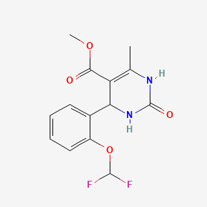 molecular formula C14H14F2N2O4 B12700377 5-Pyrimidinecarboxylic acid, 1,2,3,4-tetrahydro-4-(2-(difluoromethoxy)phenyl)-6-methyl-2-oxo-,methyl ester CAS No. 112002-55-8