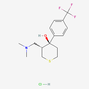 2H-Thiopyran-4-ol, tetrahydro-3-((dimethylamino)methyl)-4-(4-(trifluoromethyl)phenyl)-, hydrochloride, trans-(+-)-