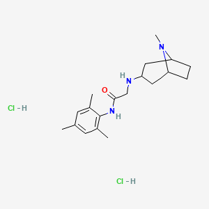 molecular formula C19H31Cl2N3O B12700421 Acetamide, 2-((8-methyl-8-azabicyclo(3.2.1)oct-3-yl)amino)-N-(2,4,6-trimethylphenyl)-, dihydrochloride CAS No. 123202-93-7