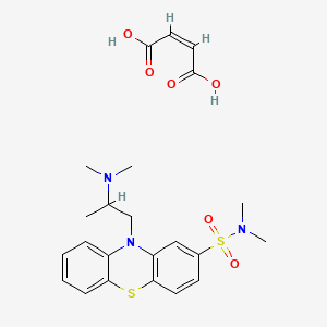 molecular formula C23H29N3O6S2 B12700448 10-(2-(Dimethylamino)propyl)-N,N-dimethyl-10H-phenothiazine-2-sulphonamide maleate CAS No. 93840-63-2