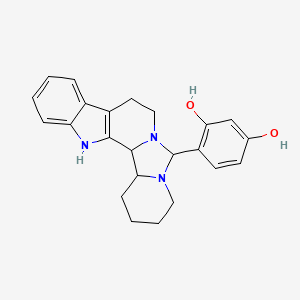 molecular formula C23H25N3O2 B12700449 4-(8,10,20-triazapentacyclo[11.7.0.02,10.03,8.014,19]icosa-1(13),14,16,18-tetraen-9-yl)benzene-1,3-diol CAS No. 119464-17-4