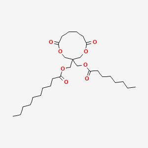 molecular formula C29H50O8 B12700496 (6,11-Dioxo-3-(((1-oxooctyl)oxy)methyl)-1,5-dioxacycloundec-3-yl)methyl decanoate CAS No. 94278-17-8