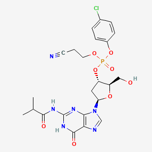 3'-Guanylic acid, 2'-deoxy-N-(2-methyl-1-oxopropyl)-, 4-chlorophenyl 2-cyanoethyl ester