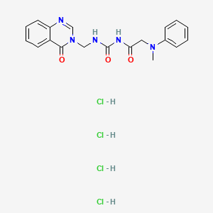 molecular formula C19H23Cl4N5O3 B12700526 Acetamide, 2-(methylphenylamino)-N-((((4-oxo-3(4H)-quinazolinyl)methyl)amino)carbonyl)-, tetrahydrochloride CAS No. 70395-26-5