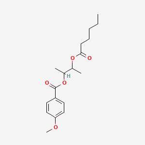 molecular formula C18H26O5 B12700555 1-Methyl-2-((1-oxohexyl)oxy)propyl 4-methoxybenzoate CAS No. 84006-63-3