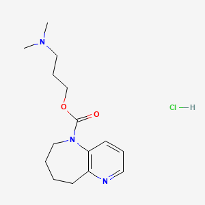 molecular formula C15H24ClN3O2 B12700556 5H-Pyrido(3,2-b)azepine-5-carboxylic acid, 6,7,8,9-tetrahydro-, 3-(dimethylamino)propyl ester,hydrochloride CAS No. 90358-82-0