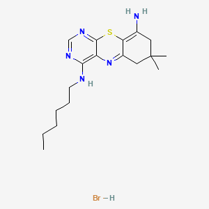 6H-Pyrimido(4,5-b)(1,4)benzothiazine-4,9-diamine, 7,8-dihydro-7,7-dimethyl-N(sup 9)-hexyl-, monohydrobromide