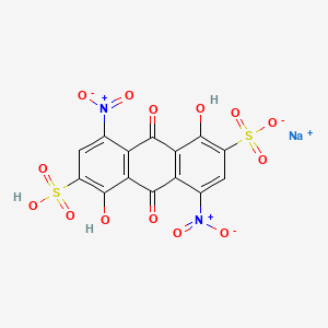 molecular formula C14H5N2NaO14S2 B12700613 Sodium hydrogen-9,10-dihydro-1,5-dihydroxy-4,8-dinitro-9,10-dioxoanthracene-2,6-disulphonate CAS No. 93965-09-4