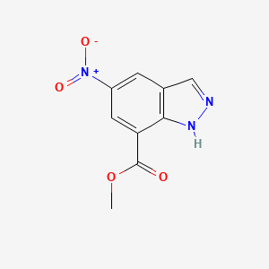molecular formula C9H7N3O4 B1270063 5-硝基-1H-吲唑-7-甲酸甲酯 CAS No. 632291-85-1