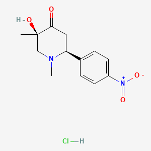 4-Piperidone, 1-equatorial,3-axial-dimethyl-3-equatorial-hydroxy-6-equatorial-(p-nitrophenyl)-, hydrochloride