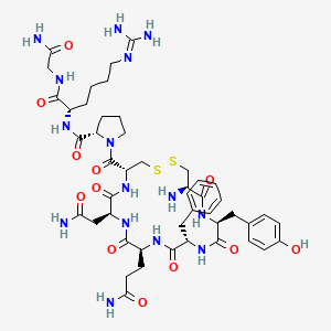 molecular formula C47H67N15O12S2 B12700690 Arginine vasopressin, homo- CAS No. 52570-14-6