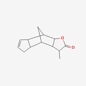 molecular formula C13H16O2 B12700702 3,3a,4,4a,5,7a,8,8a-Octahydro-3-methyl-4,8-methano-2H-indeno(5,6-b)furan-2-one CAS No. 93893-94-8