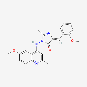 4H-Imidazol-4-one, 3,5-dihydro-3-((6-methoxy-2-methyl-4-quinolinyl)amino)-5-((2-methoxyphenyl)methylene)-2-methyl-