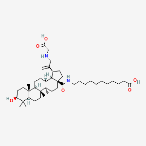 molecular formula C43H72N2O6 B12700820 Undecanoic acid, 11-(((3beta)-30-((carboxymethyl)amino)-3-hydroxy-28-oxolup-20(29)-en-28-yl)amino)- CAS No. 173106-40-6