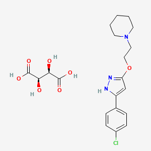 molecular formula C20H26ClN3O7 B12700830 1-[2-[[5-(4-chlorophenyl)-1H-pyrazol-3-yl]oxy]ethyl]piperidine;(2R,3R)-2,3-dihydroxybutanedioic acid CAS No. 86871-53-6