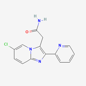 molecular formula C14H11ClN4O B12700832 Imidazo(1,2-a)pyridine-3-acetamide, 6-chloro-2-(2-pyridinyl)- CAS No. 88594-35-8