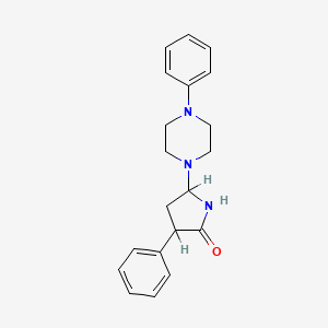 molecular formula C20H23N3O B12700840 3-Phenyl-5-(4-phenylpiperazin-1-yl)pyrrolidin-2-one CAS No. 91703-29-6