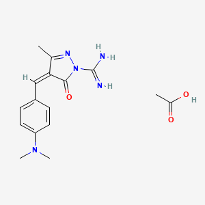 molecular formula C16H21N5O3 B12700872 4-((4-(Dimethylamino)phenyl)methylene)-4,5-dihydro-3-methyl-5-oxo-1H-pyrazole-1-carboxamidine monoacetate CAS No. 83783-64-6