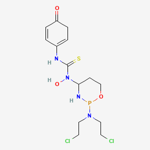 molecular formula C14H21Cl2N4O3PS B12700876 Thiourea, N-(2-(bis(2-chloroethyl)amino)tetrahydro-2H-1,3,2-oxazaphosphorin-4-yl)-N-hydroxy-N'-phenyl-, P-oxide CAS No. 97139-15-6