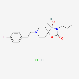 molecular formula C19H28ClFN2O3 B12700889 1-Oxa-3,8-diazaspiro(4.5)decan-2-one, 8-(2-(4-fluorophenyl)ethyl)-4-hydroxy-4-methyl-3-propyl-, monohydrochloride CAS No. 134070-14-7