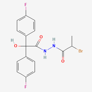 Benzeneacetic acid, 4-fluoro-alpha-(4-fluorophenyl)-alpha-hydroxy-, 2-(2-bromo-1-oxopropyl)hydrazide