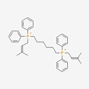 molecular formula C40H50P2+2 B12700916 (3-Methyl-2-butenyl)(6-((3-methyl-2-butenyl)(diphenyl)phosphoranyl)hexyl)diphenylphosphorane CAS No. 81195-02-0