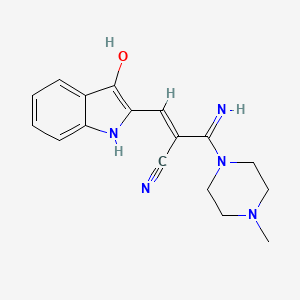 2-Propenenitrile, 3-amino-2-((1,3-dihydro-3-oxo-2H-indol-2-ylidene)methyl)-3-(4-methyl-1-Piperazinyl)-