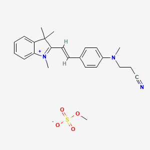 molecular formula C23H26N3.CH3O4S<br>C24H29N3O4S B12701028 2-(2-(4-((2-Cyanoethyl)methylamino)phenyl)vinyl)-1,3,3-trimethyl-3H-indolium methyl sulphate CAS No. 85187-82-2