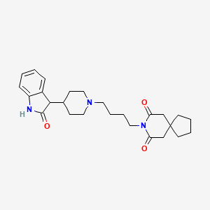 molecular formula C26H35N3O3 B12701037 8-Azaspiro(4.5)decane-7,9-dione, 8-(4-(4-(2,3-dihydro-2-oxo-1H-indol-3-yl)-1-piperidinyl)butyl)- CAS No. 116966-98-4