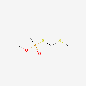 molecular formula C4H11O2PS2 B12701069 Phosphonothioic acid, methyl-, O-methyl S-((methylthio)methyl) ester CAS No. 104685-21-4