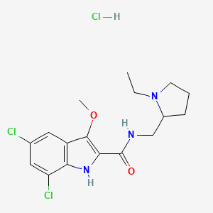 5,7-Dichloro-N-[(1-ethyl-2-pyrrolidinyl)methyl]-3-methoxy-1H-indole-2-carboxamide monohydrochloride