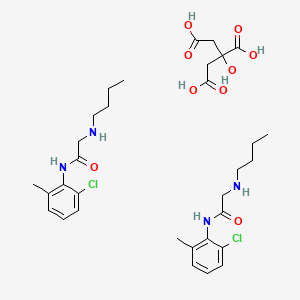 molecular formula C32H46Cl2N4O9 B12701105 Bis(2-(butylamino)-N-(2-chloro-6-methylphenyl)acetamide) 2-hydroxypropane-1,2,3-tricarboxylate CAS No. 85006-30-0