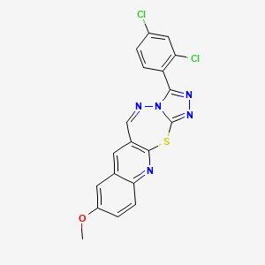 6-(2,4-dichlorophenyl)-14-methoxy-2-thia-4,5,7,8,18-pentazatetracyclo[8.8.0.03,7.012,17]octadeca-1(10),3,5,8,11,13,15,17-octaene