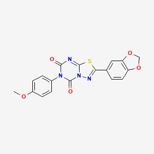 5H-(1,3,4)Thiadiazolo(3,2-a)(1,3,5)triazine-5,7(6H)-dione, 2-(1,3-benzodioxol-5-yl)-6-(4-methoxyphenyl)-