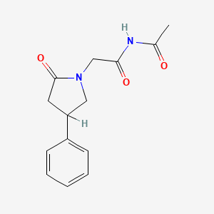 molecular formula C14H16N2O3 B12701335 N-Acetyl-2-oxo-4-phenyl-1-pyrrolidineacetamide CAS No. 153972-28-2