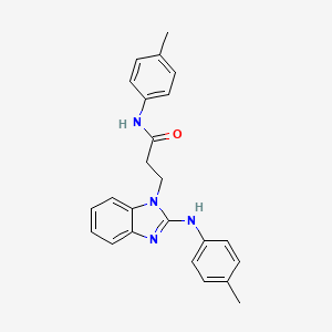 molecular formula C24H24N4O B12701347 1-Benzimidazolepropionamide, N-benzyl-2-(benzylamino)- CAS No. 85145-43-3